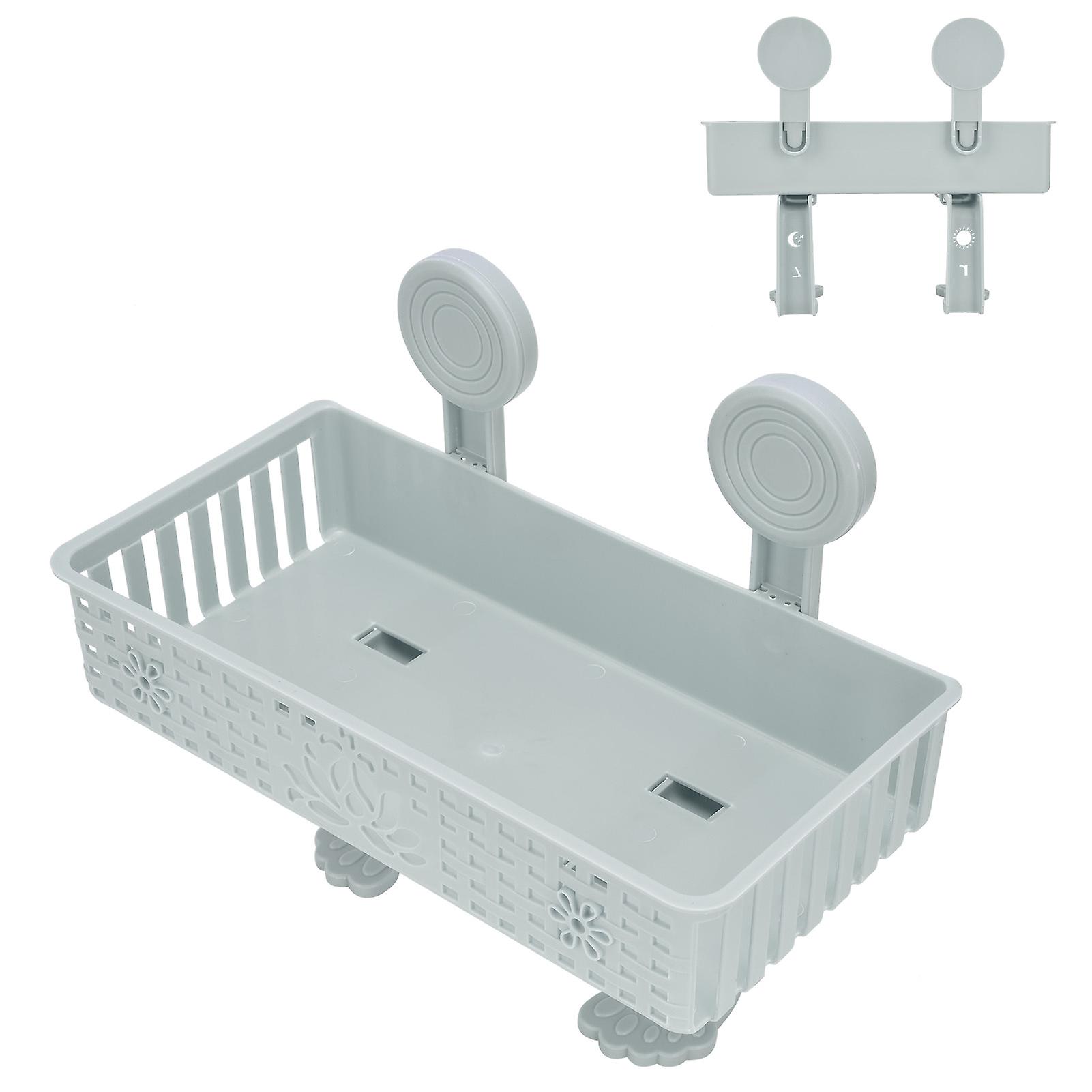 Wall?Mounted Drain Rack Hollowed?Out Basket Non?Drilling Storage Rack Bathroom Organizer for Kitchen Bathroom RestroomBlue