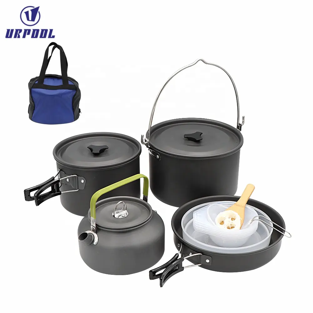 Hiking Portable oy camping gear Big Picnic Pot Fry Pan Water kettle Set for outdoor camping and hiking