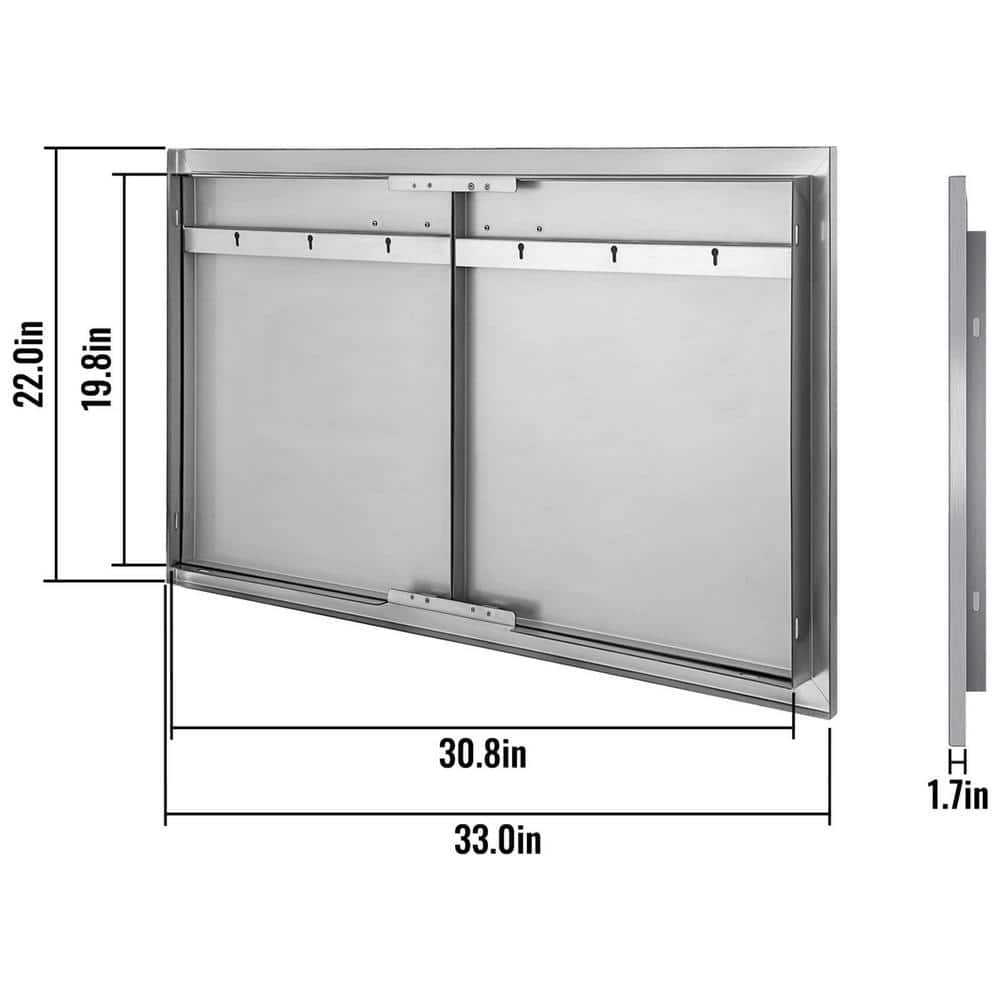 VEVOR Outdoor Kitchen Door 33 in. W x 22 in. H Grill Doors Stainless Steel BBQ Access Door for Grilling Station 33X22YCSKCGM00001V0