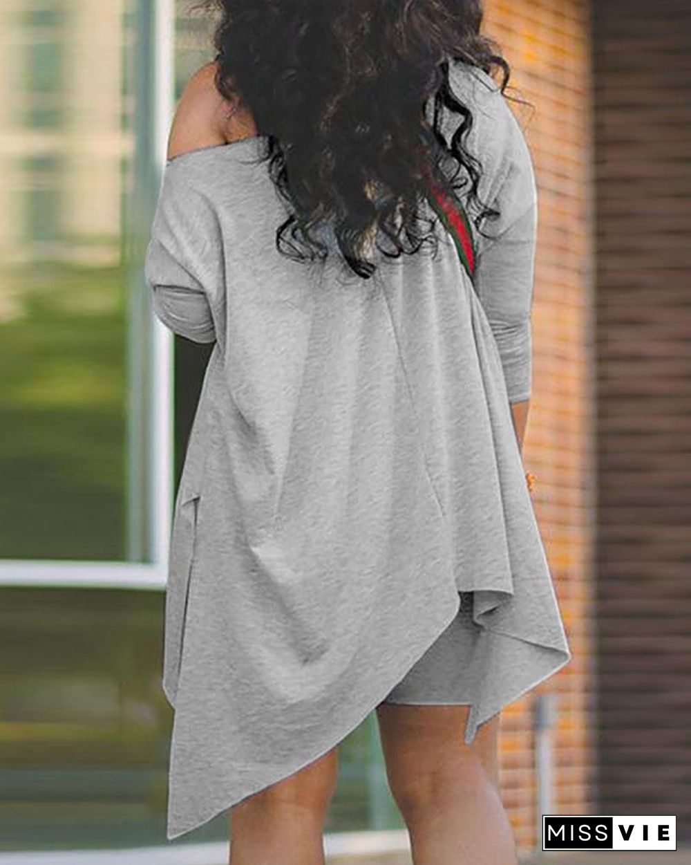 Solid Irregular Top & Fitted Shorts Set