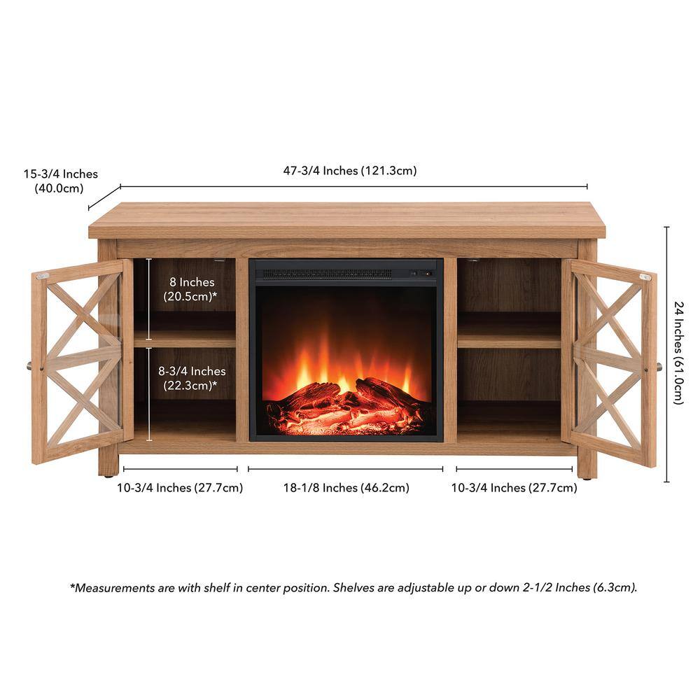 MeyerCross Colton 47.75 in. Golden Oak TV Stand with Log Fireplace Insert TV0689