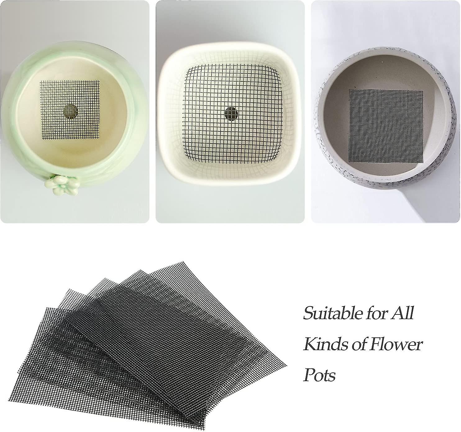 5 Pieces Flower Pot Hole Mesh Mat Black Plastic Bonsai Bottom Drainage Mesh Screens Grid Square 30x20 Cm