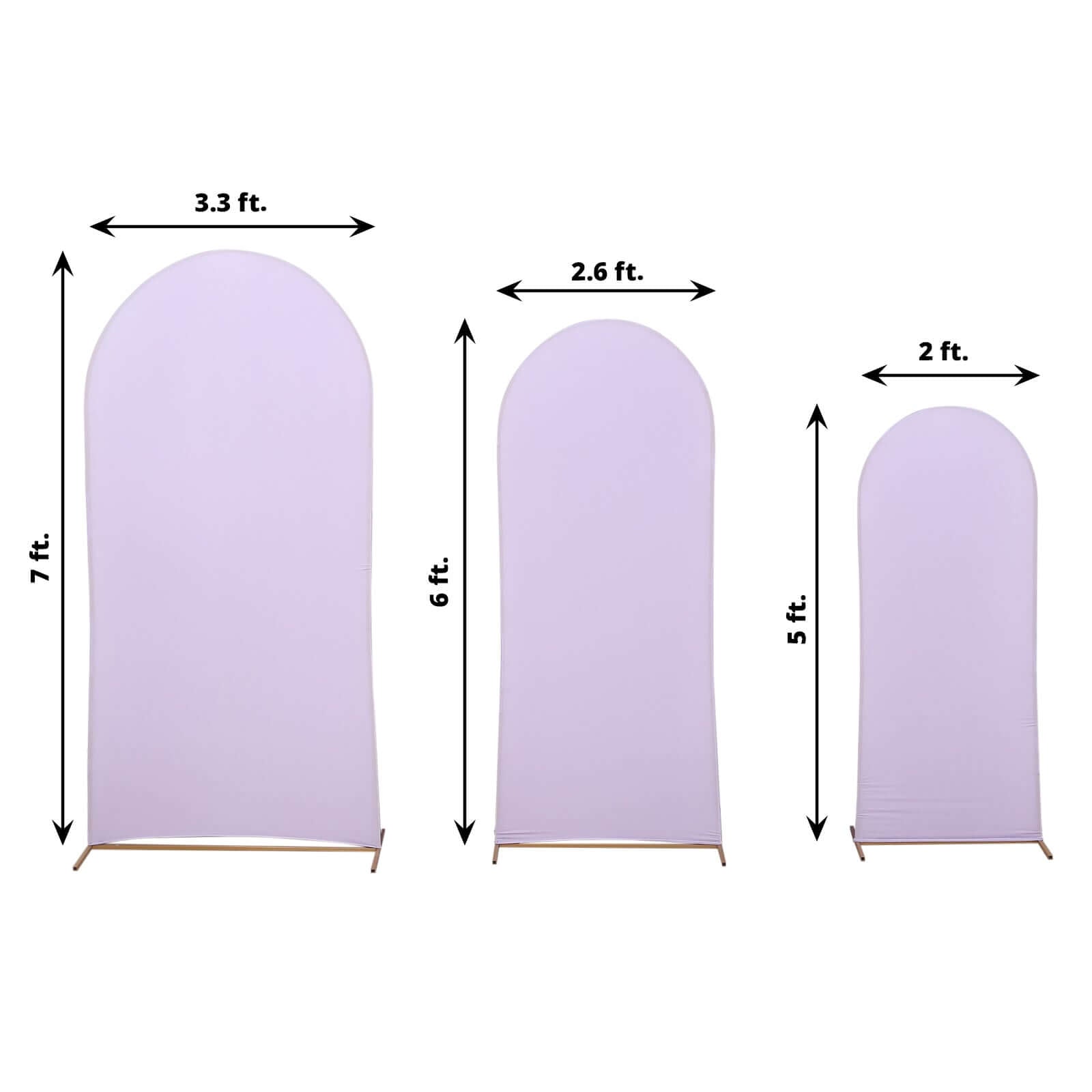 Set of 3 Matte Lavender Lilac Spandex Fitted Wedding Arch Covers For Round Top Chiara Backdrop Stands 5ft, 6ft, 7ft