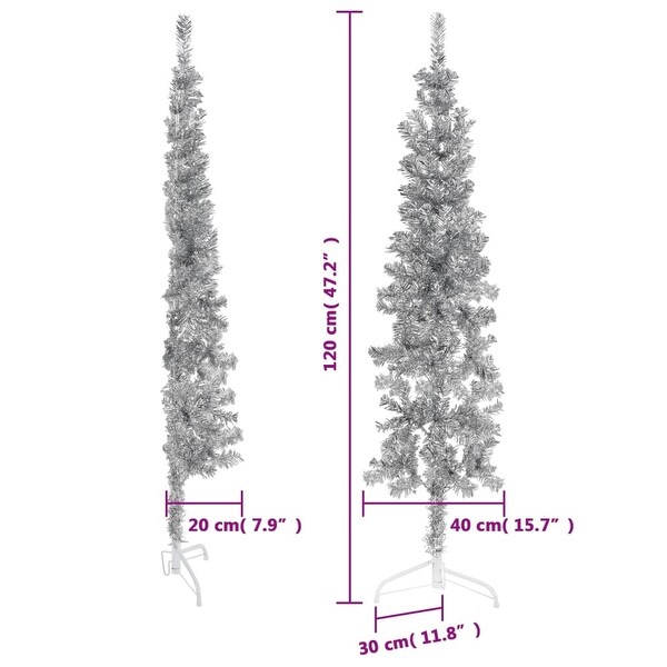 vidaXL Christmas Tree Decoration Slim Artificial Half Xmas Tree with Stand