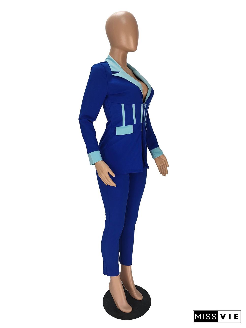 Elegant Office Lady Corset Blazer 2 Piece Pants Sets