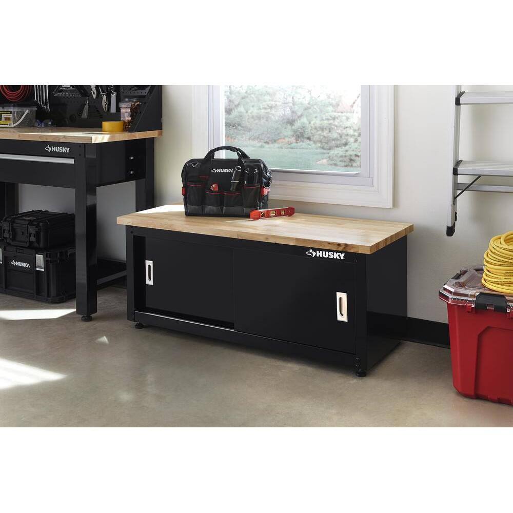 Husky G4802B-US Steel Storage Bench in Black (48 in. W x 20 in. H x 18 in. D)