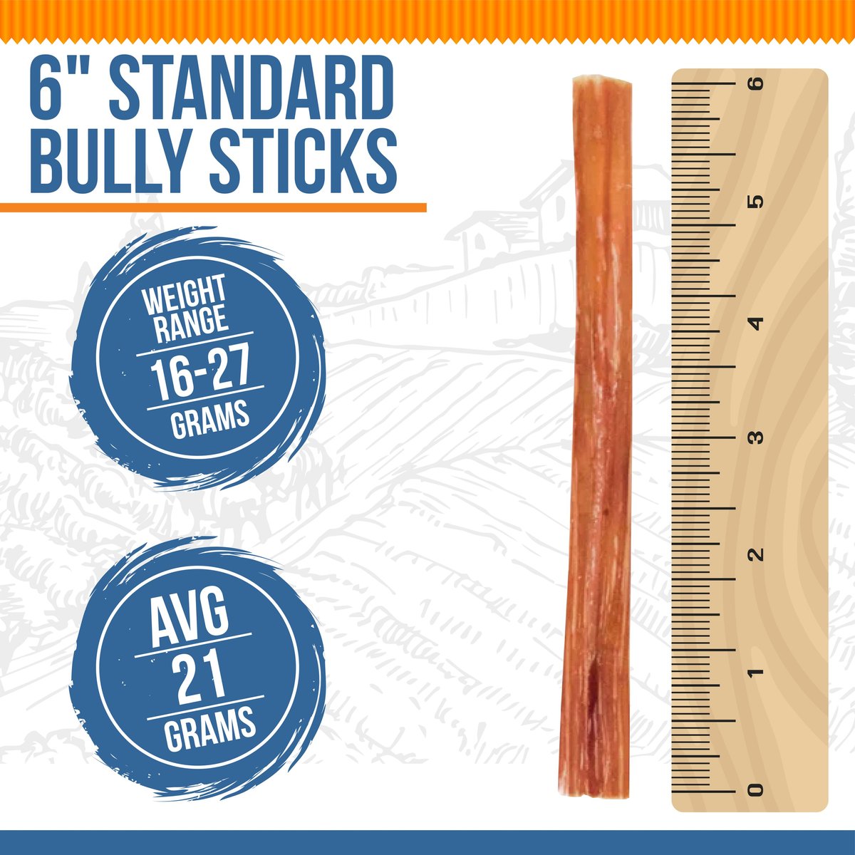 K9warehouse Standard 6-inch Bully Sticks Dog Treats