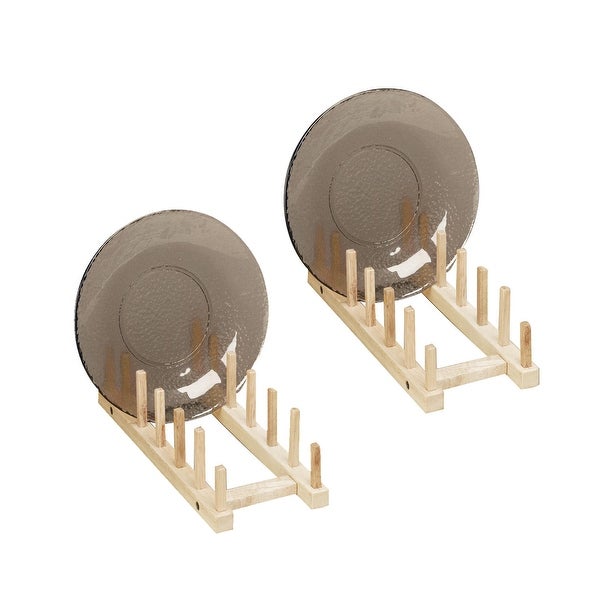 Wooden Plate Storage Rack， Set of 2