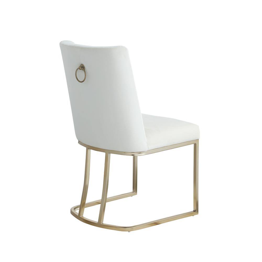 Modern White Velvet Upolstered Dining Chairs with Gold Metal Legs (Set of 2) ZY-W156769767