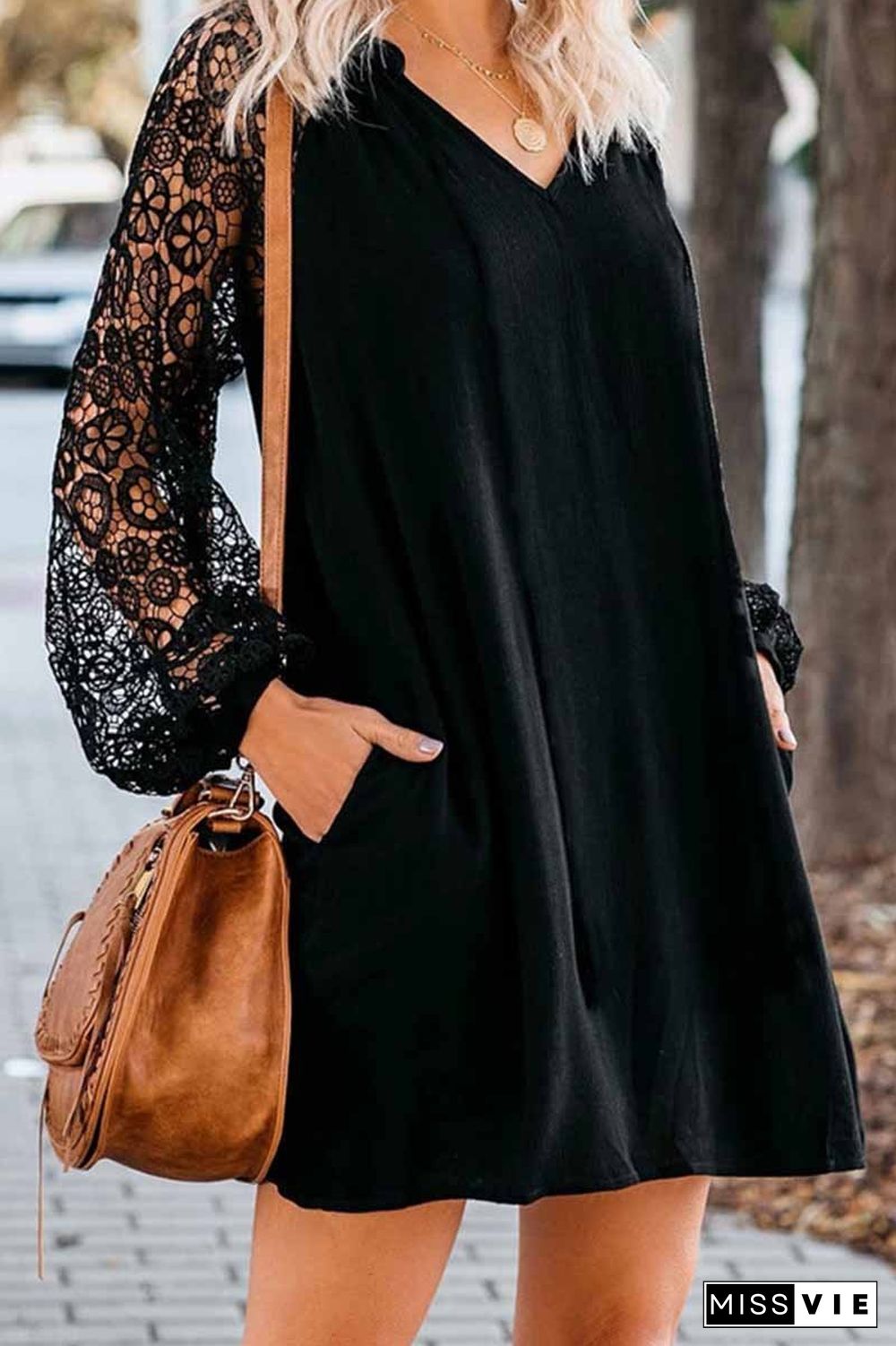 V-Neck Lace Dress