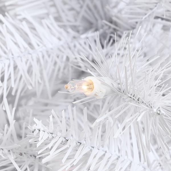 6.5Ft PreLit Artificial White Full Christmas Tree