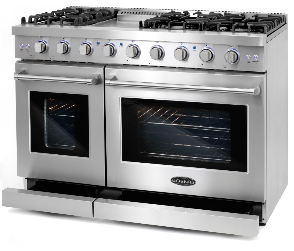 48 quotFreestanding Double Oven Gas Range  6 Sealed Gas Burners  Convection Oven   Contemporary   Gas Ranges And Electric Ranges   by Cosmo  Houzz