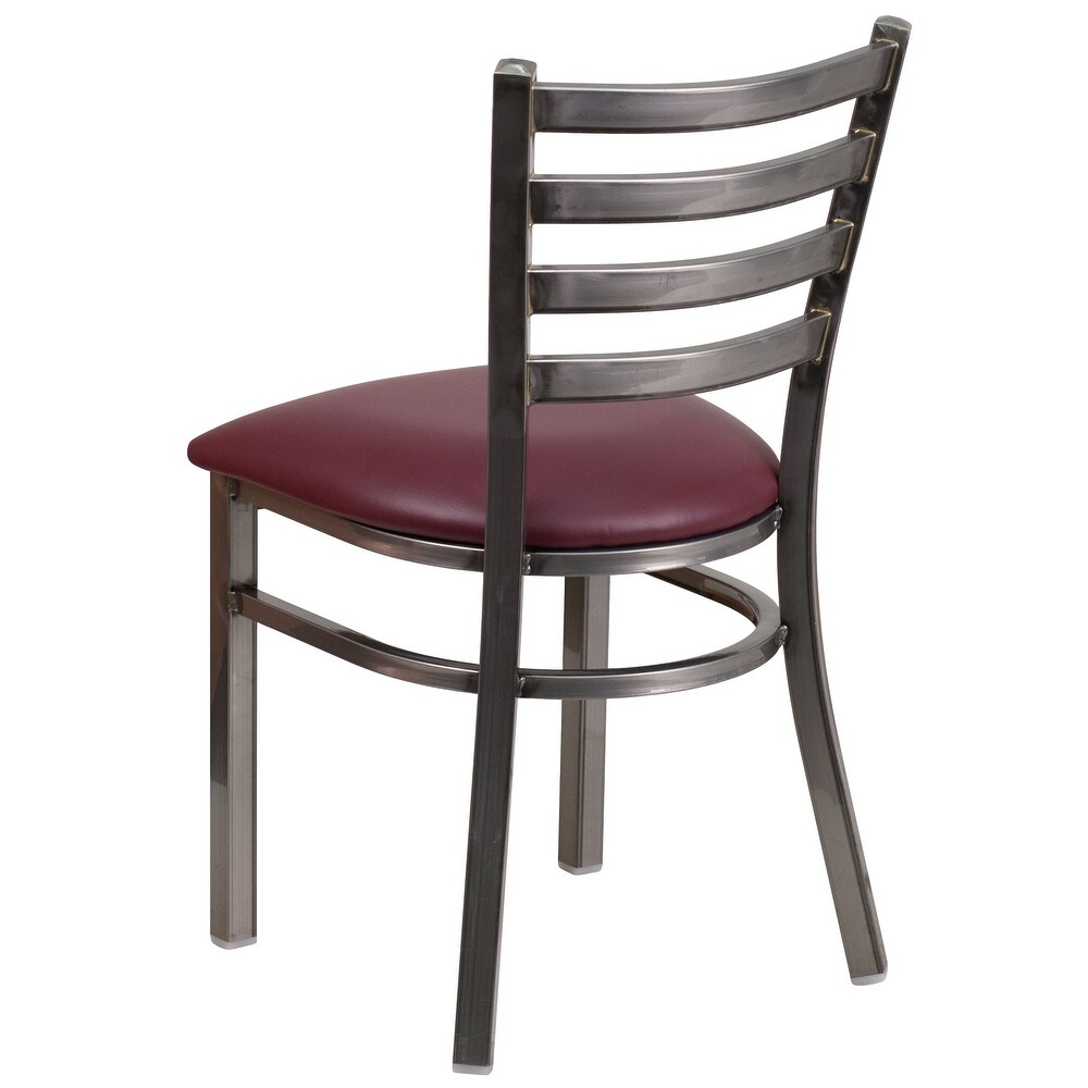 Clear Coated Ladder Back Metal Restaurant Chair   16.5\