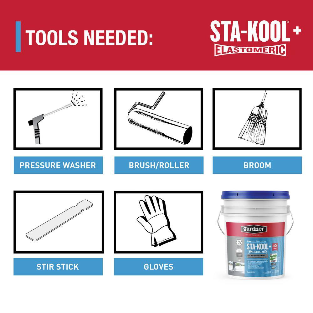 Gardner 5 gal. Sta-Kool+ Pro White Roof Coating (27-Pallet) SK-7805-P