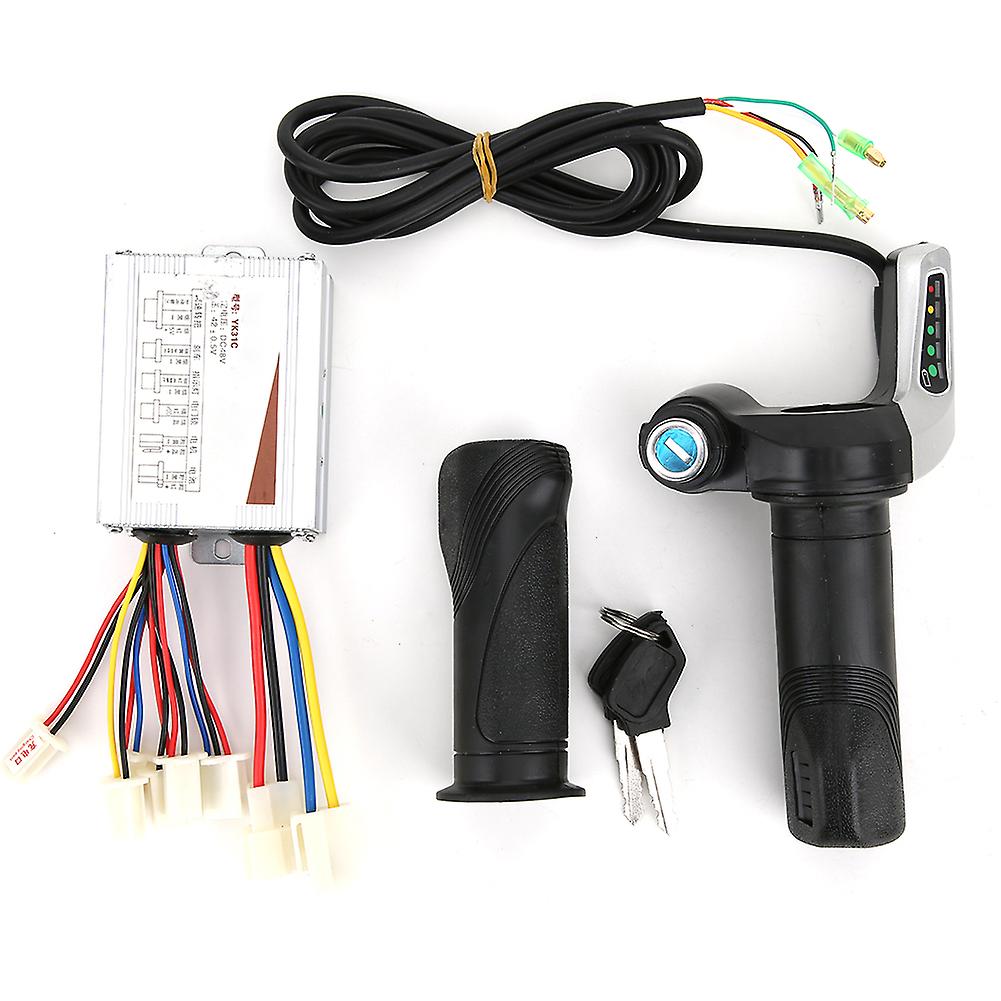 48v 500w Brush E-bike Controller And Multifunction Thumb Throttle Grip Set With Lock Electric Quantity Display