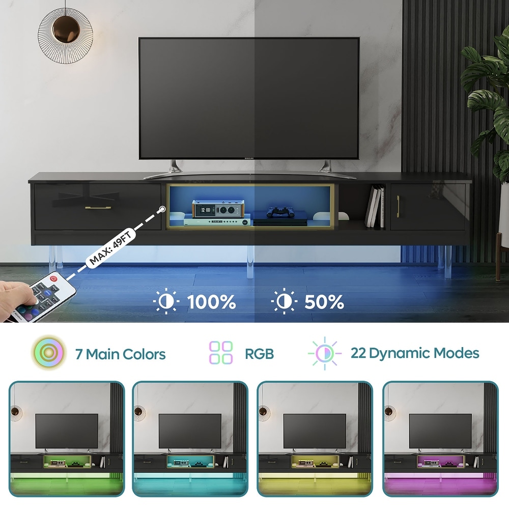 High Gloss LED TV Stands Modern Entertainment Center for 85\