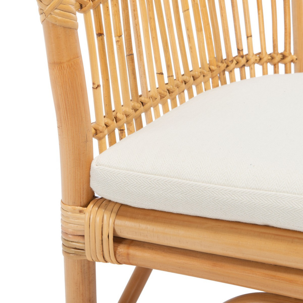 Alicia Rattan Accent Chair With Cushion Natural White   Tropical   Armchairs And Accent Chairs   by V.S.D Furniture  Houzz