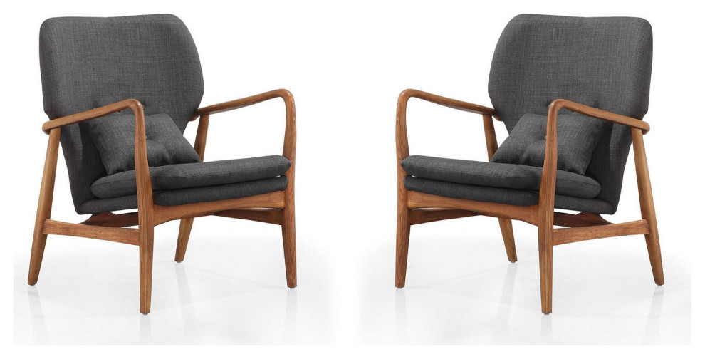 Bradley Accent Chair in Charcoal and Walnut (Set of 2)   Midcentury   Armchairs And Accent Chairs   by Morning Design Group  Inc  Houzz