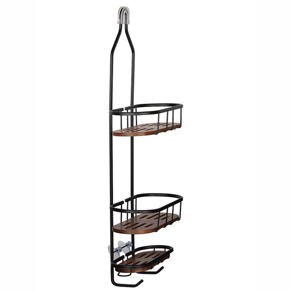 Utopia Alley Tia Rustproof Over the Shower Caddy 3 Teak Shelves SHC16