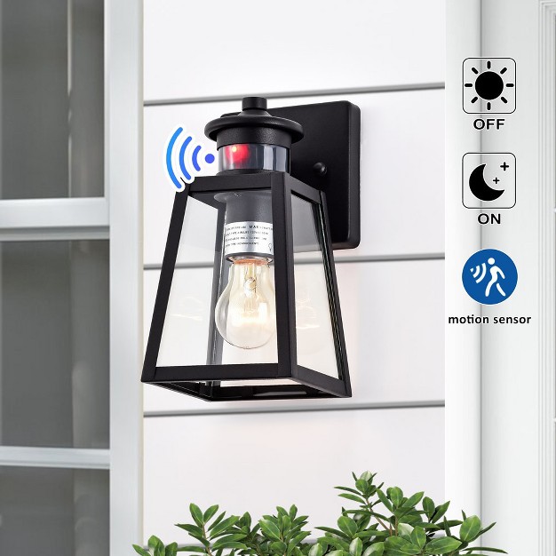 C Cattleya Matte Black Motion Sensor And Dusk To Dawn Outdoor Wall Sconce