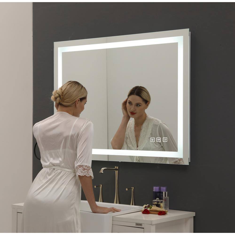 TOOLKISS 48 in. W x 36 in. H Large Rectangular Frameless LED Light Anti-Fog Wall Bathroom Vanity Mirror Super Bright TK19068