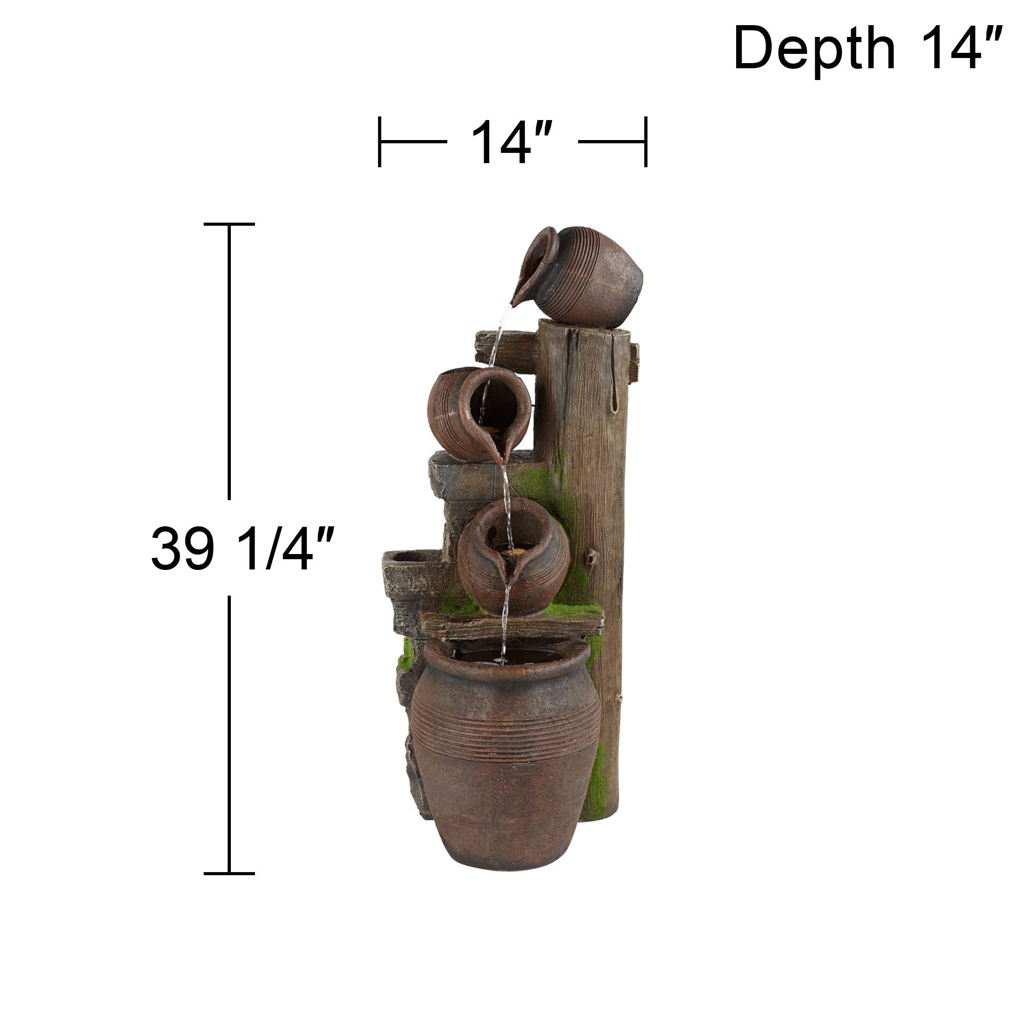 John Timberland Rustic Outdoor Floor Water Fountain with Light LED 39 1/4