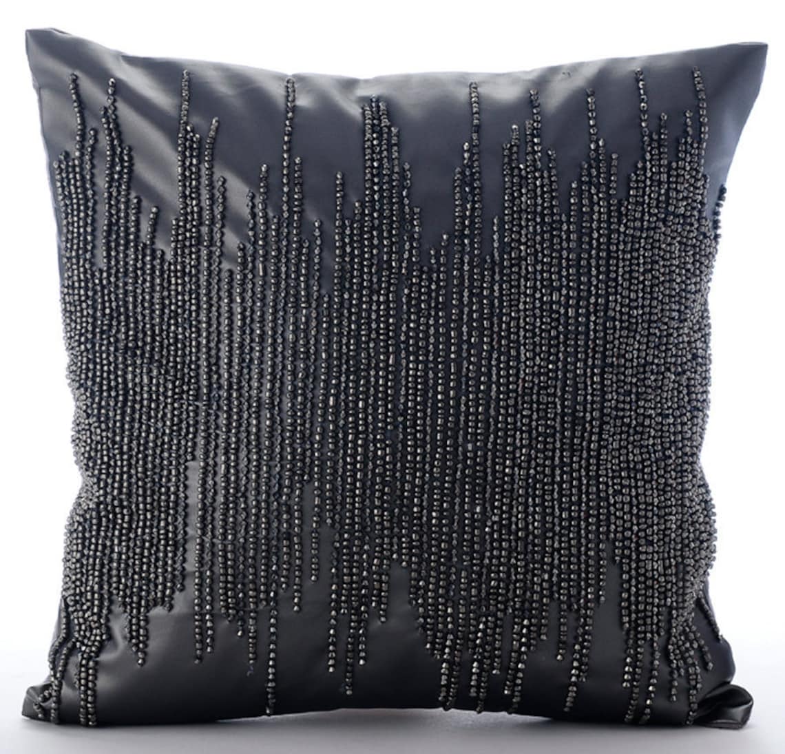 Grey Throw Pillow Covers， Modern Pillow Cases， 12x12 inch (30x30 cm) Cushion Covers， Faux Leather Square Pillow Covers， Metallic Beaded Pillow Cover， Abstract - Leather Spill