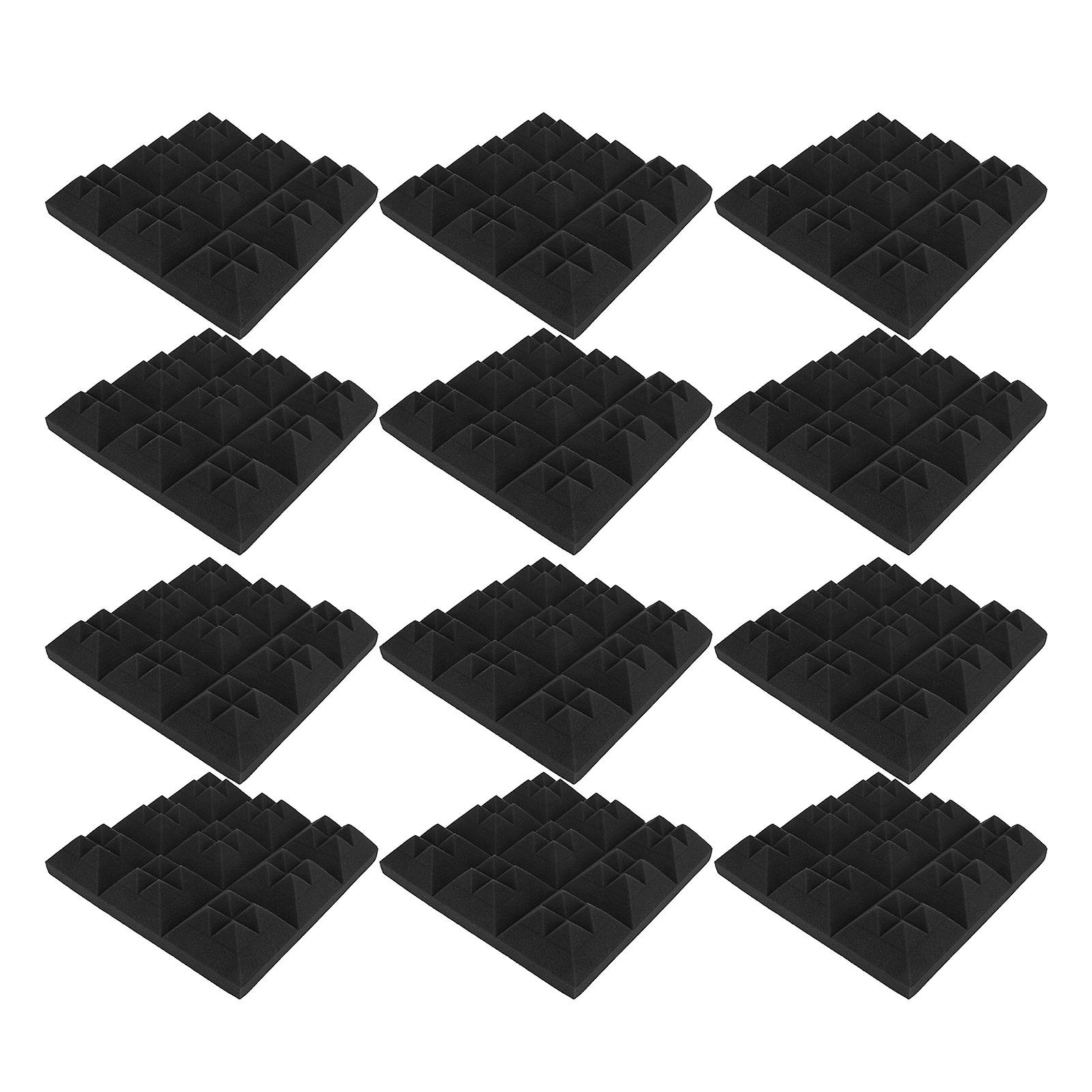 12pcs Sound Panels Wedges Wall Noise Absorption Insulation Sponge Board Kit 30x30x5cm