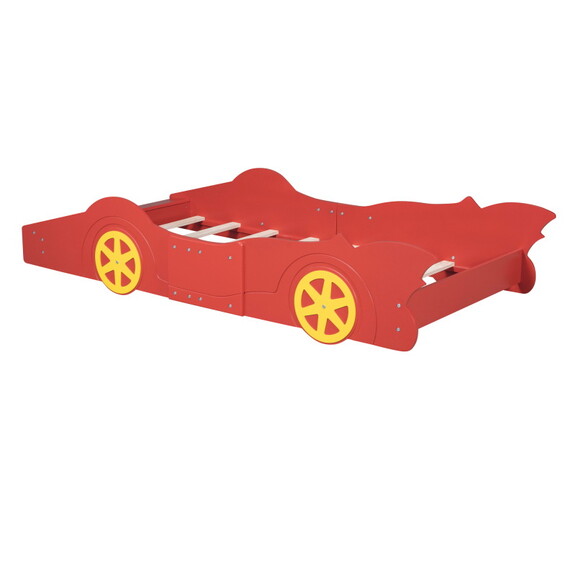 Full Size Race Car Shaped Platform Bed with Wheels...