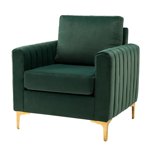 Ganymedes Contemporary Velvet Accent Arm Chair with Golden Legs by HULALA HOME