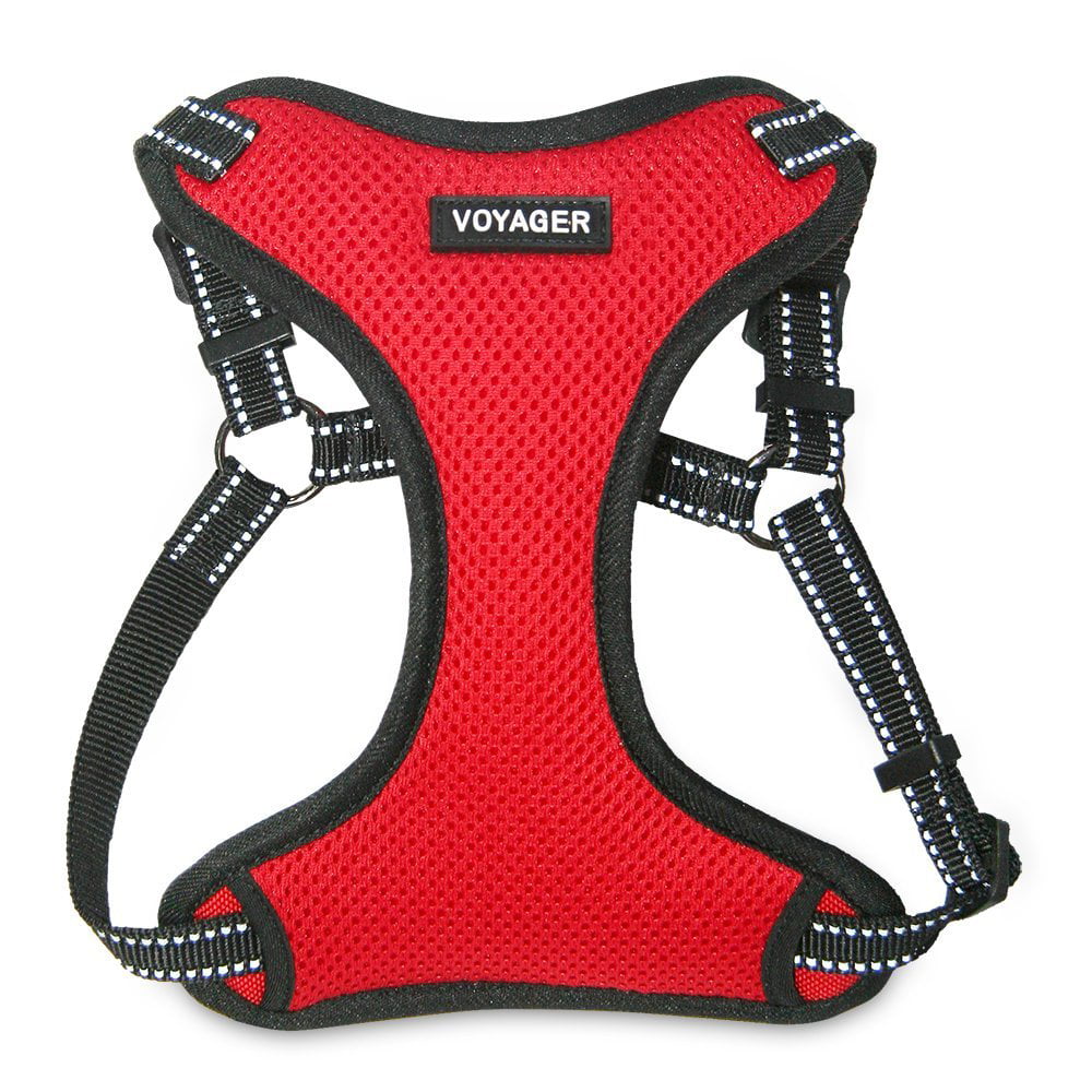 Voyager - Fully Adjustable Step in Dog Harness with Reflective 3M Piping (Red， X-Small)