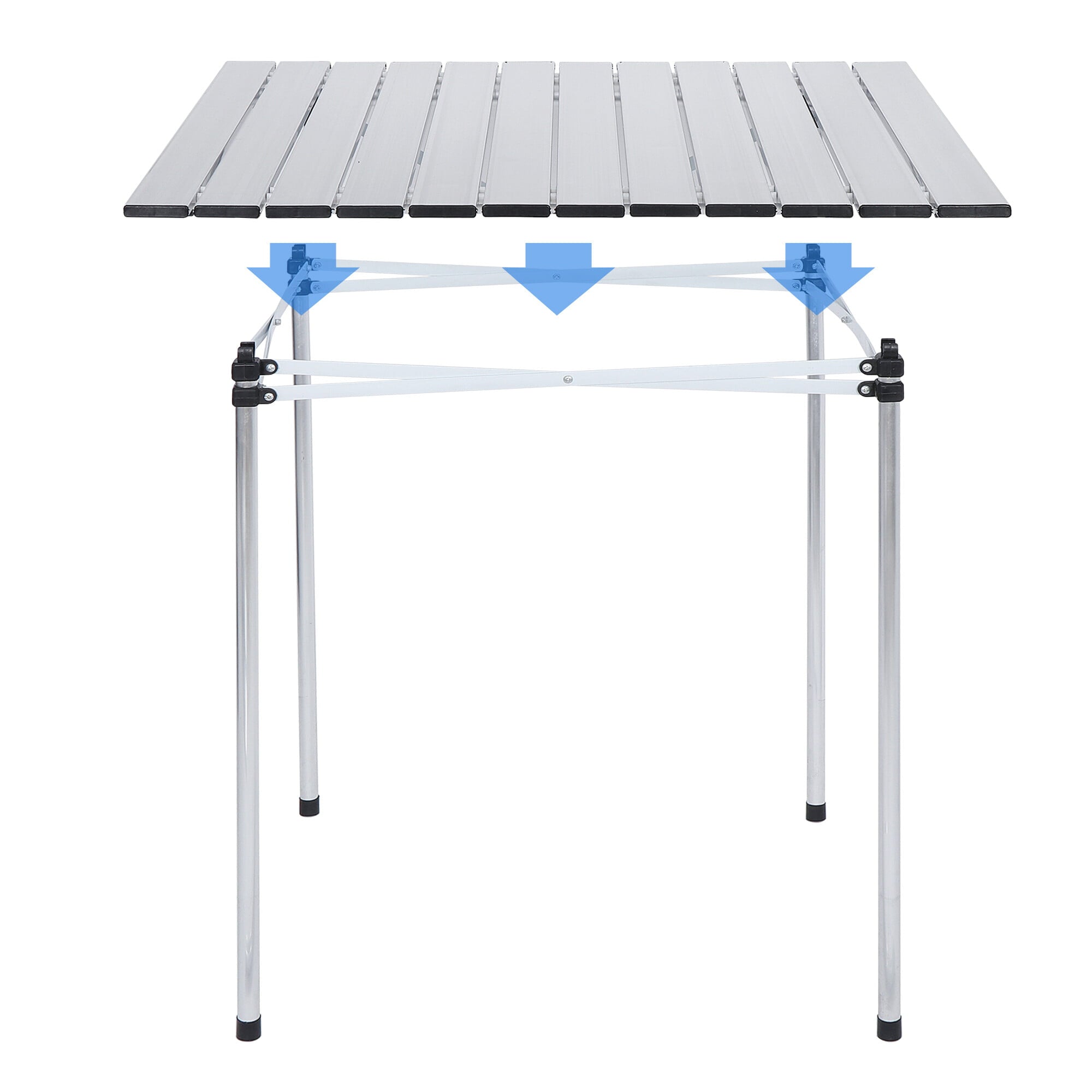 HomGarden Foldable Aluminum Roll-up Camping Table, Portable Outdoor Lightweight for Camping, Beach, Party W/Carry Bag, Silver