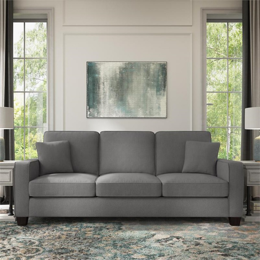 Stockton 85W Sofa in Dark Gray Microsuede   Sofas   by Homesquare  Houzz