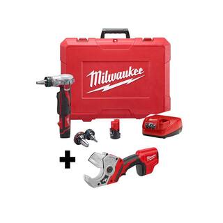 MW M12 12V Lithium-Ion Cordless ProPEX Expansion Tool Kit W M12 PVC Pipe Shear 2432-22-2470-20