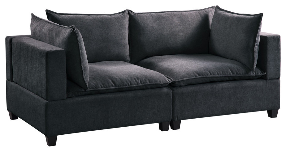 Lilola Home Madison Dark Gray Fabric Loveseat   Modern   Loveseats   by PARMA HOME  Houzz