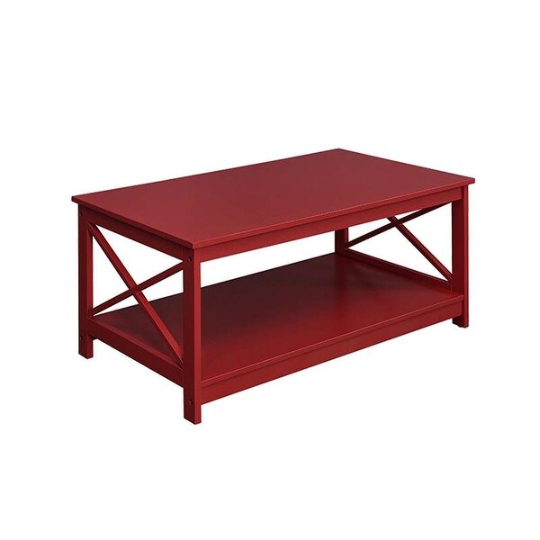 Oxford Coffee Table with Shelf， Cranberry Red