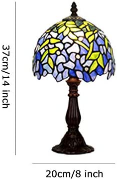 SHADY Mini  Style Stained Glass Table Lamp 8 Inch Rose Wisteria Shade Decoration Lamp for Living Room  Bedroom Bedside 110V-220V Zinc Alloy Base Wisteria