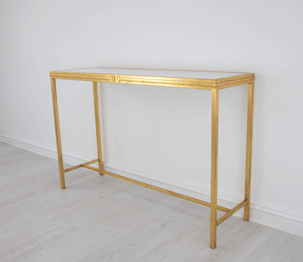 Takara Champagne  ampGold Console Table   Contemporary   Console Tables   by Peachtree Fine Furniture  Houzz