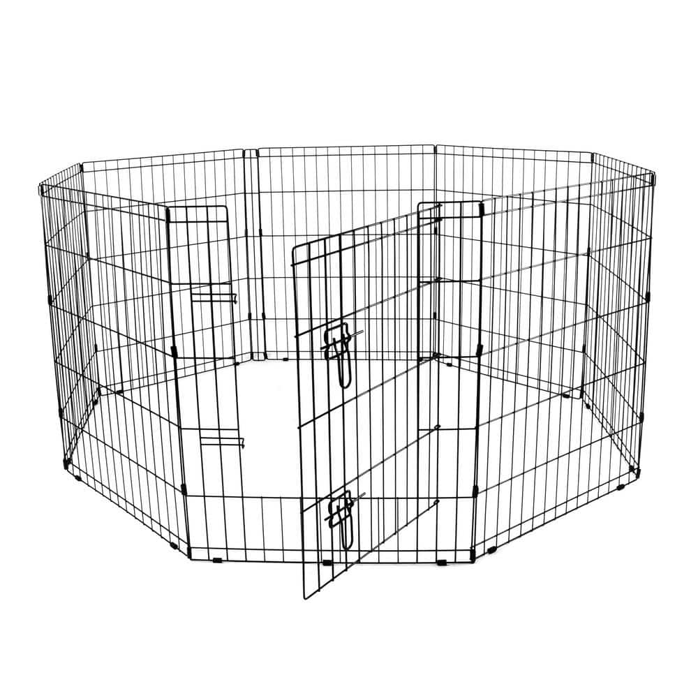 PRIVATE BRAND UNBRANDED 0-Acre 30 in. Indoor/Outdoor Collapsable Dog Exercise Pen with Latched Door 308597B