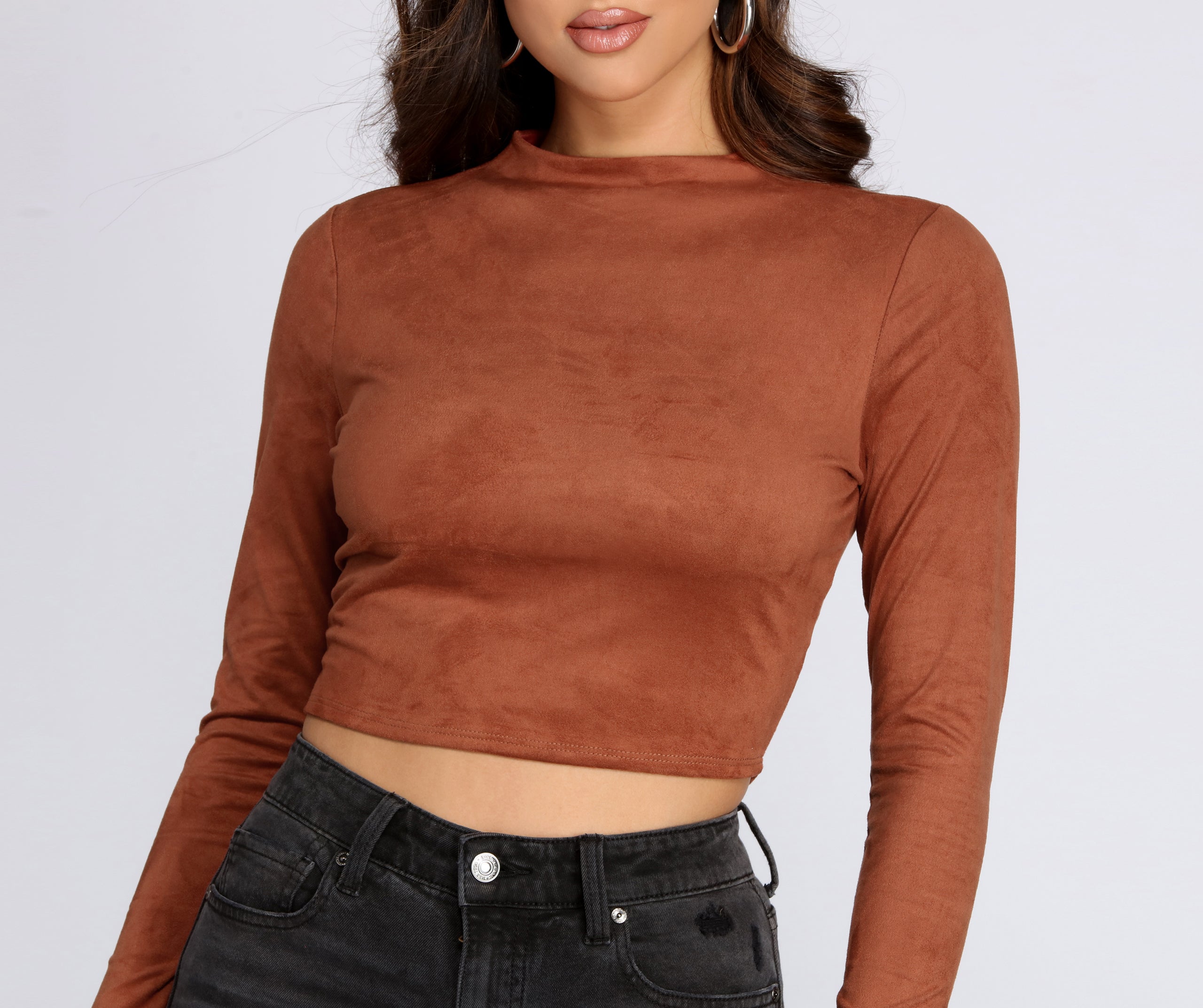 Chic Faux Suede Crop Top