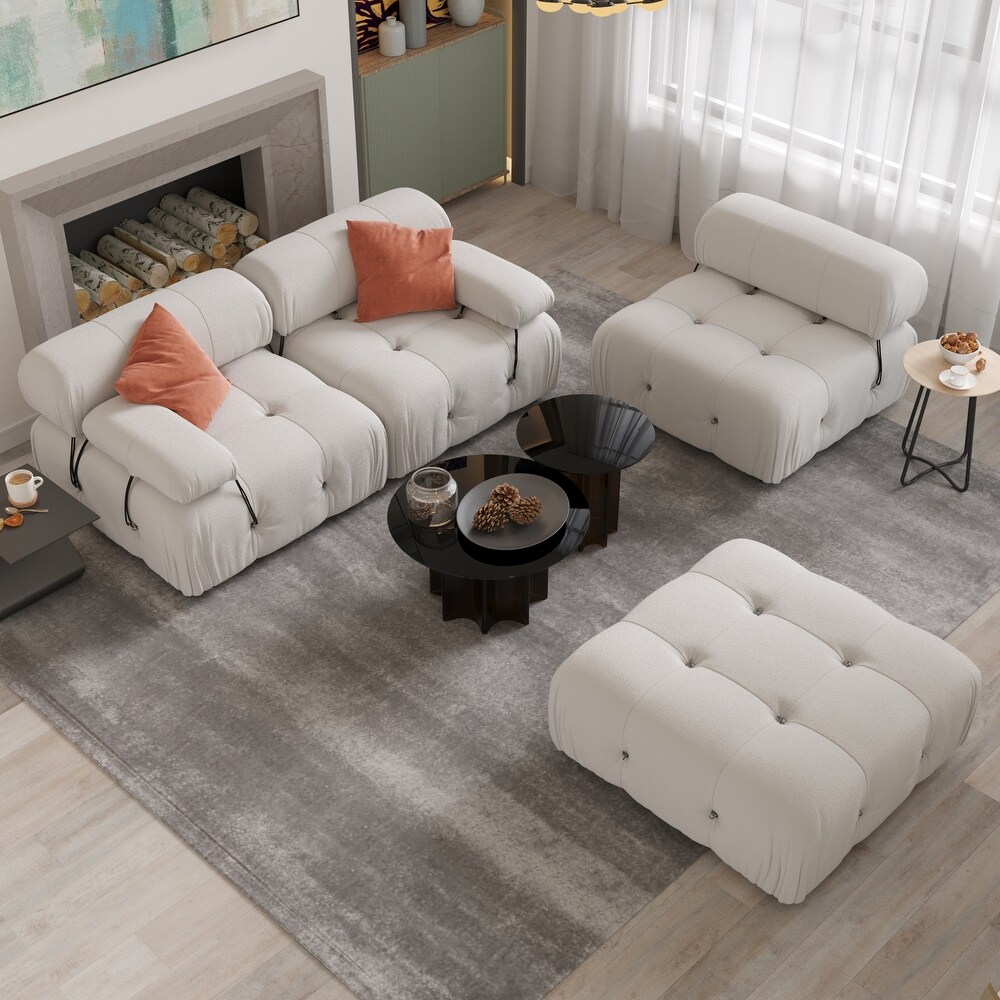 L shape Teddy Sectional Sofa Soft Couch