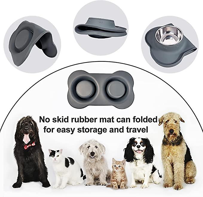 Dog Food Bowl Stainless Steel Dog Food Water Bowl Dog Bowl Non-spillable Non-slip Silicone Mat Feeding Bowl For Small Medium Large Dogs， Cats， Puppies