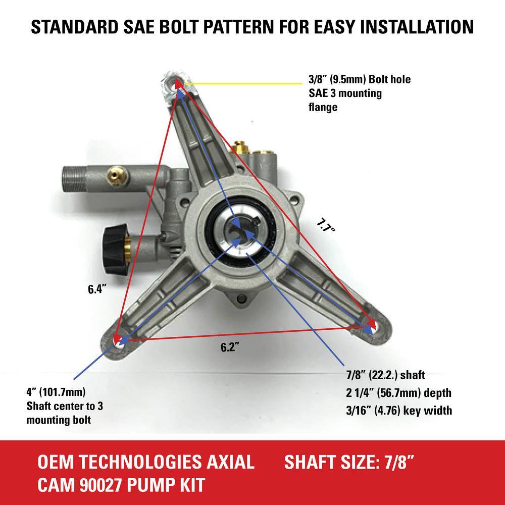 SIMPSON OEM Technologies Vertical Axial Cam Pump Kit 90027 for 3300 PSI at 2.4 GPM Pressure Washers 90027