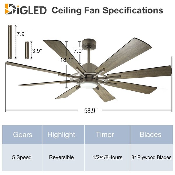 Remote Ceiling fan with Lights Large 8 Wooden Blades Shopping - The Best Deals on Ceiling Fans | 41709070