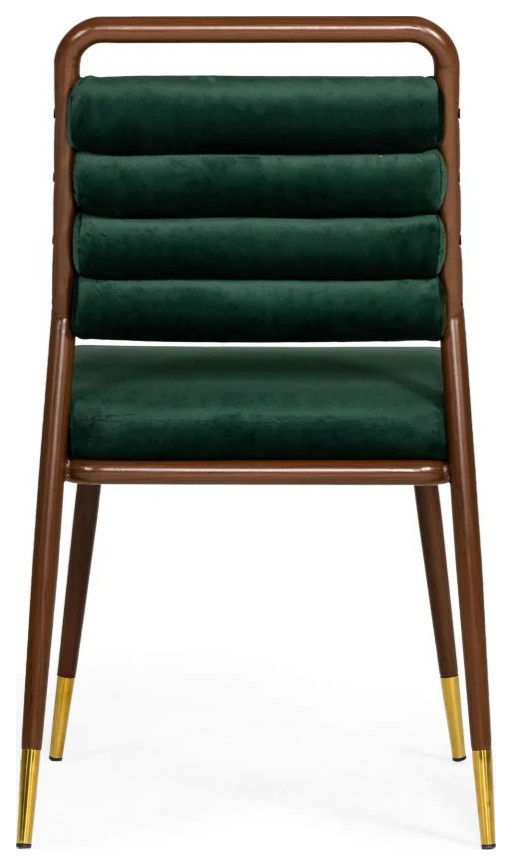 Connor Modern Dark Green and Walnut Steel Dining Chair  Set of 2   Midcentury   Dining Chairs   by V.S.D Furniture  Houzz