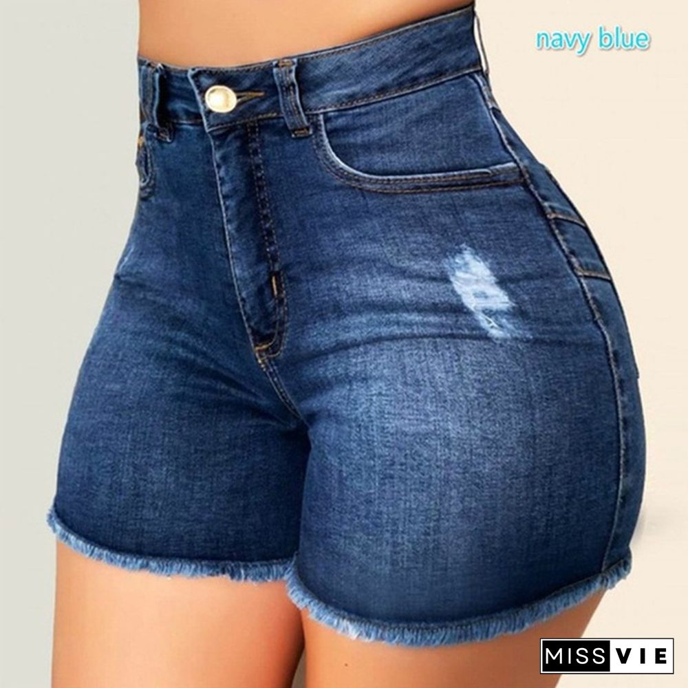 High Quality Women Short Jeans High Waist Denim Shorts Female Hot Shorts Summer High Elasticity Short Pants