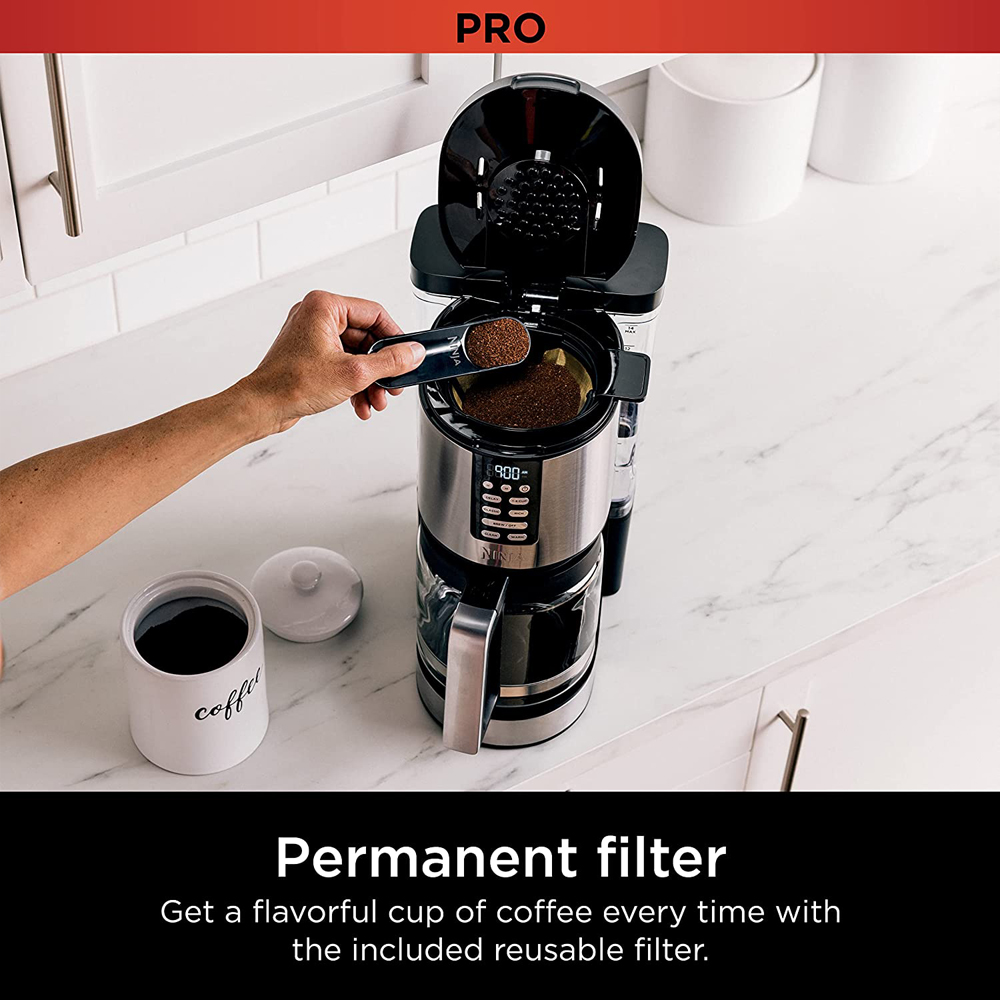 Ninja DCM201 14 Cup Programmable Coffee Maker XL Pro with Permanent Filter (Renewed) Bundle with 2 YR CPS Enhanced Protection Pack