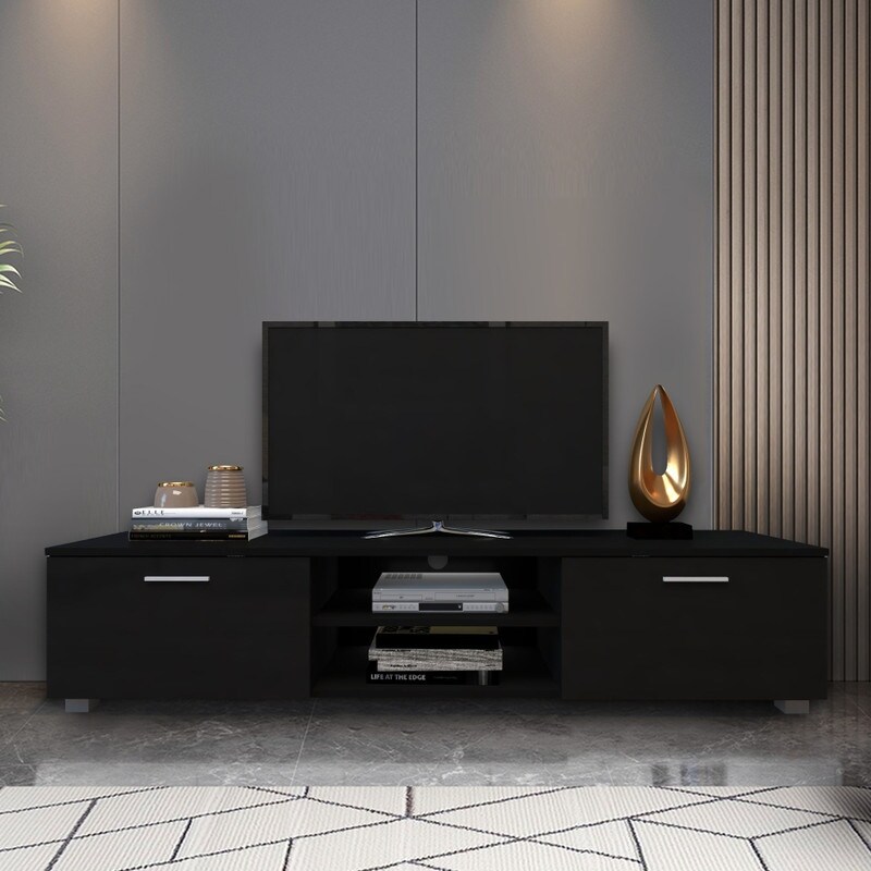 63 inch TV Stand Media Center with 2 Large Capacity Side Door Cabinet