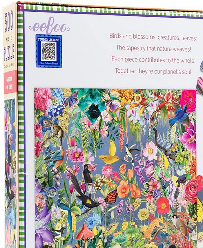 Eeboo Piece And Love Garden of Eden 500 Piece Square Adult Jigsaw Puzzle Set  Ages 14 and up