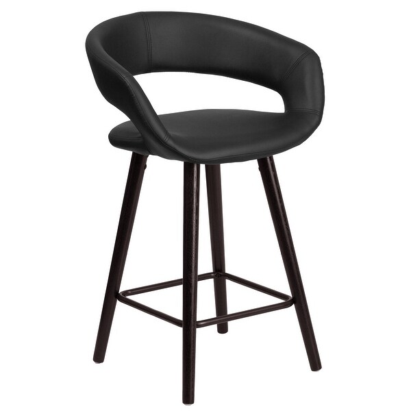 Brynn Series 23.75'' High Contemporary Cappuccino Wood Counter Height Stool in Brown Vinyl